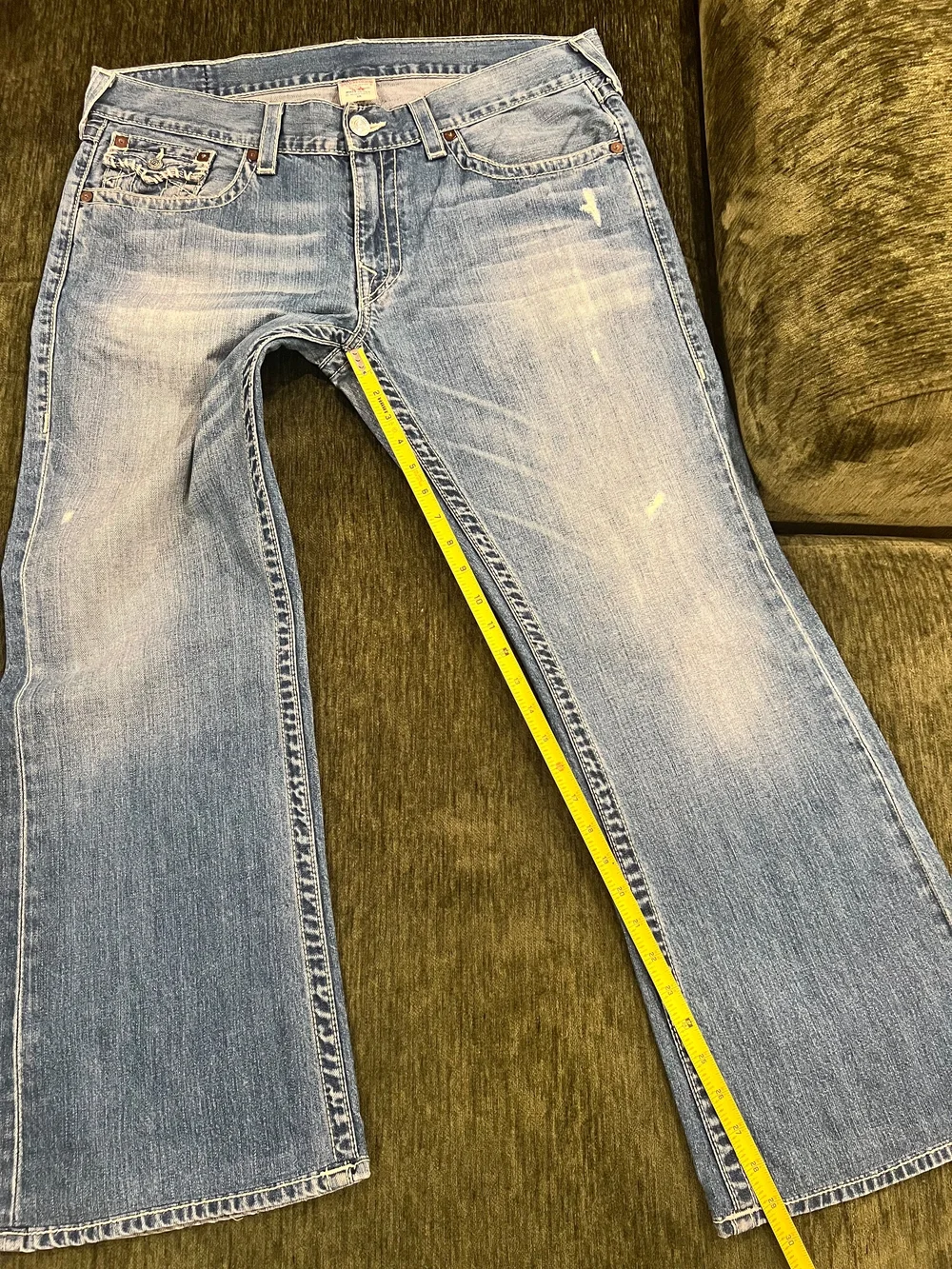 True Religion Men's Faded Blue Bootcut Jeans